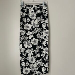 Linen Blend Floral Skirt